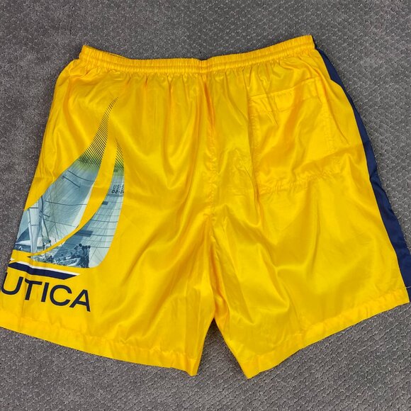 Vintage Nautica Swim Trunks Shorts Men's XL Sailing Sail Boat Yellow Mesh Lined - Picture 4 of 13